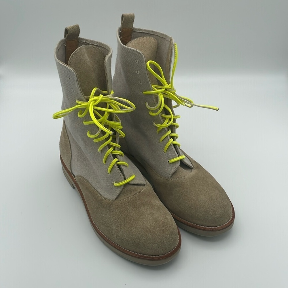 Maison Martin Margiela - Suede Colorblock Pattern Combat Booots Cream - 35